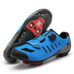 Unisex Cycling Shoes Compatible with pelaton Indoor Road Bike Shoes Mountain Bike Shoes for Men and Women Delta Cleats Clip Outdoor Pedal Bicycle Shoes MTB Shoes for Men, Blue-a, 10.5 Women/9 Men