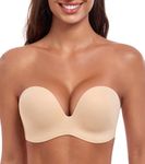 HACI Women's Anti-Slip Strapless Bra Wirefree Lift Support Push Up(Beige,32C)