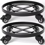 Amagabeli 2Pack Metal Plant Caddy with Wheels 36cm Round Plant Stand on Wheels Heavy Duty Garden Flower Pot Rack Mover Potted Plant Dolly for Outdoor Indoor Trolley Casters Rolling Coaster Black