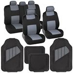 BDK Two-Tone PolyPro Car Seat Covers Full Set with Motor Trend Heavy Duty Rubber Car Floor Mats, Black & Gray ââ‚¬â€œ Interior Covers for Auto Truck Van SUV