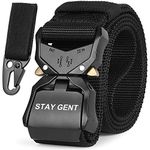 STAY GENT Tactical Belt for Men, Black Quick Release Military Style Belts with Buckle, Heavy Duty Nylon Webbing Work Belt for Outdoor Activities and Utility