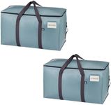 VENO 2 Pack Extra Large Moving Bags with Zippers & Carrying Handles, Heavy-Duty Storage Tote Moving Boxes for Space Saving and Packing (Light Blue, 2 Pack)