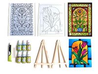 The brown box-Glass Painting kit,Glass for Glass Painting with Designs,Art and Craft kit,Craft kit for Kids and Adults,DIY Kit,Hobby Kit,Birthday Gift,Christmas Gift