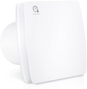 Randaco Bathroom Fan 100 mm with Humidity Sensor and Backflow Flap Timer, Bathroom Fan, Exhaust Fan, Ceiling and Wall Mounting, Quiet Operation, Bathroom Fan for Kitchen, Bathroom and Basement, White