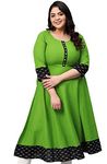 Yash Gallery Women's Plus Size Cotton Slub Printed Anarkali Diwali Kurta for Women (226YK346GREEN_Green_XXXXX-Large)