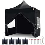 Gorilla Gazebo 2.5x2.5mtr Pop Up Commercial Grade Gazebo 4 Side Panels Leg Weights Peg Set Wheeled Carrybag (Black)