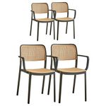 Dream Furnishing - Set of 4 Chairs for Dinning Room Rattan Dinning Chair Modern Stackable Desk, Home & Outdoor Fits at All Places (Set of 4 Chairs) (Black) (Black Set of 4)