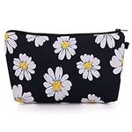 Sibba Canvas Cosmetic Bag Handbag Small Pouch Purse Case Toiletry Organizer Storage Beauty Makeup Travel Accessory(Black Sunflower)