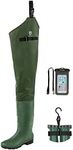 TideWe Hip Wader, Lightweight Hip Boot For Men and Women,2-Ply PVC/Nylon Fishing Hunting Hip Wader Green Size 7