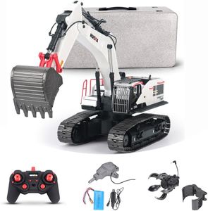 wheelfun 1/14 HUINA RC Metal Excavator Model 1594 Radio Control 22CH Ball Claw Bucket Comes with Lights and Sound Hobby Grade Model for Adult, US in Stock
