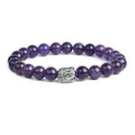 PRIME HOMES Natural Amethyst Bracelet for Men and Women | 8 Mm Round Cut Beads | Unisex Healing Stone Bracelet for Courage and Calm | Reiki Healing Hand Beaded Stone Girls & Boys