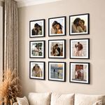 Art Street Premium Photo Frame for living room, Classic Aesthetic Design Photo Frames for Photograph, Art Work, Kids Room Set of 9 (12x12 Inch, Black)