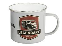 BRISA VW Collection - Volkswagen Large Enamel Coffee-Tea Mug Cup for Camping & Outdoor T1 Bus Campervan (500 ml/16.9 fl oz/Legendary/Gray)