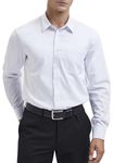 HISDERN Men's Long Sleeve White Shirt Business Bamboo Fiber Dress Shirt Regular Fit Non Iron Shirt with Pocket,L