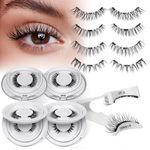 QUEWEL Magnetic Eyelashes Natural Look Magnetic Lashes with Applicator, Reusable Magnet Eyelashes without Eyeliner, No Glue Remover Needed Magnet Lash Kit Easy to Use (4pairs-C)