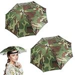 2 Pcs Umbrella Hat Adult Camouflage Head Umbrella with Elastic Band Fishing Umbrella Hat for Adults Kids Folding Umbrella Hat for Outdoor Golf Camping Gardening Festival