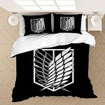 PTNQAZ Anime Attack on Titan Bedding Set For Boys 3D Printed Duvet Covers With Pillowcases Kids Quilt Cover Bedclothes (Double)