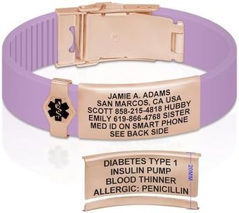 Divoti Custom Engraved Medical Alert ID Bracelet for Men & Women | Adjustable Silicone Band with Stainless Steel Clasp | Dual-Sided Laser Etching (Up to 9 Lines) |Emergency Info | Trim-to-Fit — PUR-RG-BL/19MM