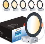 CycevSun 12 Pack Black Recessed Lights 6 Inch, Dimmable Canless Wafer Pot Exterior Outdoor Soffit Light, 5CCT Selectable, 12W, 120V, IC Wet Rated, ETL