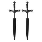 OIDEA Gothic Sword Earrings for Men Women: Punk Dagger Earrings Cool Stainless Steel Zircon Mens Earrings Goth Screw Back Earrings Stud Jewelry Gift, Black