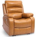 EONIX Real Zero Wall Hugger Recliners, Dual Motor Power Recliners for Small Spaces, RV Recliner Chair for Living Room, Bedroom, Breathable Leather, SXXY003992, Saddle Brown