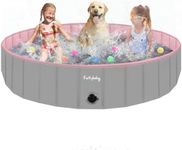 Furrybaby Dog Pool, Foldable Dog Pools for Large Dogs Portable Pet Pool Kiddie Pool Doggie Wading Pool Dog Swimming Pool(Pink 63'') Indoor and Outdoor