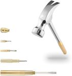 Small Metal Hammer 6 in 1 with Slotted/Flat Head Phillips Screwdriver Claw Hammer Manual, Portable Multifunction Tool Hammer (Gold Silver)