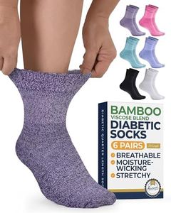 Pembrook Bamboo Viscose Diabetic Socks for Women & Men - 6 Pairs Ankle Socks for Swollen Feet | Neuropathy Socks | Edema Neuropathy Socks for Women | Diabetic Socks Women 9-12