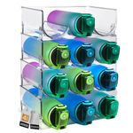 ELTOW Stackable Water Bottle Organizer for Cabinet 2 Pack, Clear Water Bottle Storage Rack, Tumbler Organizer for Kitchen Cabinets, Countertops, Fridge, Pantry Shelf, Cupboards, Holds 3 Bottles Each