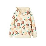 Mud Kingdom Little Girls Jersey Hoodies Pullover Hooded Sweatshirt Fashion Cute Colorful Print Beige Flowers Size 6-7