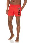 HUGO Men's Standard Abas Swim Trunk, Open Pink/Black, Medium