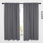 NICETOWN Rod Pocket Curtain Draperies - Thermal Insulated Bedroom Light Reducing Back Tab Blackout Curtains Rideaux (52 Inch x 63 Inch, Grey, 2 Panels)