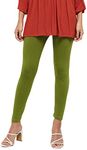 Max Women Solid Leggings (NOOSAL21LG_Light Green_L) Slim