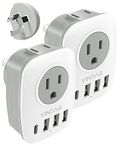 2 Pack Canada to Australia Plug Adapter, VINTAR Type I Plug Adapter with 1 USB C, 2 American Outlets and 3 USB Ports, 6 in 1 International Power Adapter for US to Australia, New Zealand, China