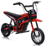 Kids Republic Kids Electric Dirt Bike - 24V 350W Motor, Max 23 km/h Speed, Hand Accelerator & Brake Lever, 12" Air Tires, MP3 & Suspension - Electric Motorcycle Ride-on Car (Red)