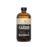 CARAWAY Certified Organic Cold pressed Flaxseed Oil (475 ml / 16 oz)1000mg Vegan Omega 3 6 9 Supports Skin, Joint, Hair Brain, Muscles And Bones