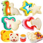 Sandwich Cutters for Kids Lunch Large, Kimfead Sandwich Maker, Cookie Cutters Set, Dinosaur Mickey Heart Star Bear