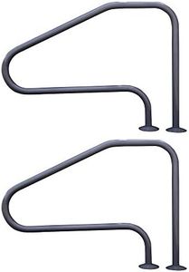 Saftron RTD-448-GG 4 Bend Swimming Pool Mounted Polymer Handrail, Gray (2 Pack)