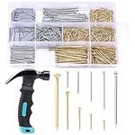 Keadic 1000 Pcs Hardware Nail Assortment Kit & 8oz Claw Hammer, Heavy Duty Framing Hammer and 8 Sizes Galvanized Nails Set for Hanging Pictures, Finish Nails, Wall Mounting