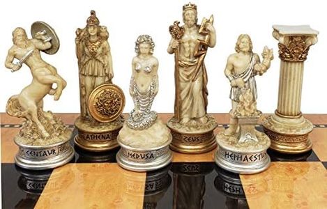 Greek Mythology Olympus Gods Zeus vs Poseidon Set of Chess Men Pieces Antique White - NO Board