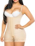 SHAPERX Shapewear Tummy Control Fajas Colombianas Open Bust Body Shaper for Women Butt Lifter Postpartum Thigh Slimmer Shorts, UK-SZ7206-Beige-M