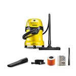 KARCHER Wd3 Eu Wet&Dry Vacuum Cleaner,1000 Watts Powerful Suction,17 L Capacity,Blower Function,Easy Filter Removal For Home&Garden Cleaning (Yellow/Black),17 Liter,Cartridge