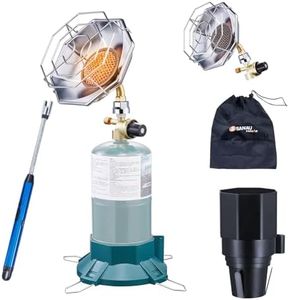 2-IN-1 6200BTU Portable Propane Camping Heater with Cup Holder & Cylinder Base, Patio Heater Cordless 1lb Small Propane Gas Tank Holder,Tent Garage Fishing (Fuel not included)