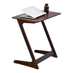 Forevich Bamboo Laptop Tray Table End Table Coffee Snack TV Desk Sofa Side Table Office Furniture Z Shape Dark