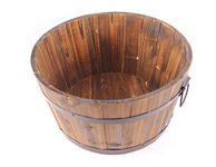 Gardening Naturally Rustic Burnt Wood Barrel Different (Large)