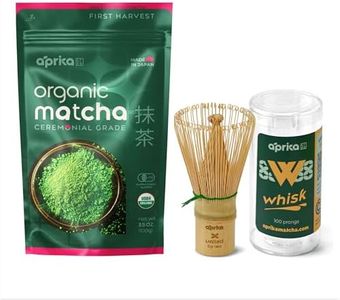 Japanese Ceremonial Matcha 100g+ Matcha Whisk Bundle - Organic Matcha Green Tea Powder + Whisk (Chasen) by Aprika Life