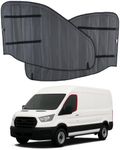 VANLUSIS Extra-Thick Magnetic Insulated Front Door Window Covers (Pair) for 2015-2026 Ford Transit Medium and High Roof Vans, Blackout Privacy Sun Shades for Stealth Camping – Dark Gray