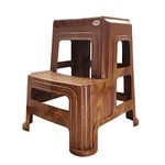 OAKNEST Supreme 2-Step HeavyDuty Plastic Multi Purpose Stool for Home,Office and Kitchen Use (Color: Teak | Count: 1 Pc)