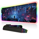 RGB Gaming Mouse Pad Large - Soft RGB Mouse Mat Oversize Glowing Led Extended Mousepad, USB Powered Computer Keyboard Mouse Pad, Lighted PC Gaming Mouse mat with Non-Slip Rubber 8030 heicity