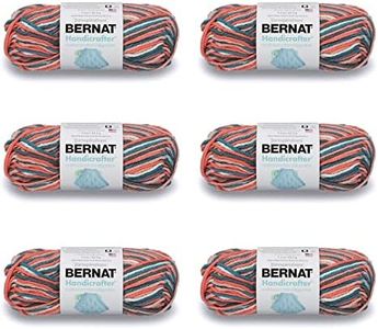Bernat Handicrafter Cotton Coral Seas Ombre Yarn - 6 Pack of 42.5g/1.5oz - Cotton - 4 Medium (Worsted) - 80 Yards - Knitting, Crocheting & Crafts